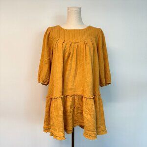 Saturday Sunday Mustard Yellow Textured Tunic Dress
